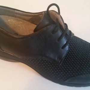 New Women's #1577 black leather +stretch oxford